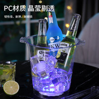 Acrylic Champagne Ice Bucket with Double Handles, LED Luminous Beer Cooler for Bar KTV