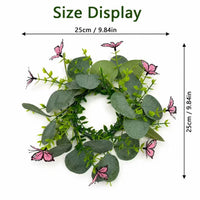 Artificial Eucalyptus Wreath with Greenery and Butterfly Accents for Door Decor