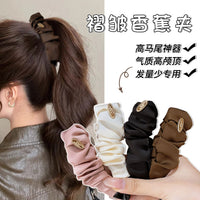 Korean Style Satin Pleated Banana Hair Clip for Women, Elegant Large Hair Claw Clip