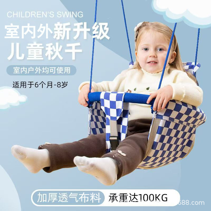 Kids Indoor Outdoor Swing Chair with Backrest for Babies and Toddlers, Home Garden Playground Swing