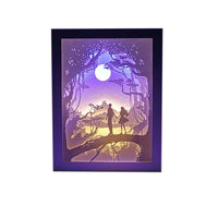 3D Paper Carving Lamp DIY Kit with Wooden Frame - Romantic Paris Shadow Box Gift