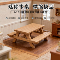 Miniature Wooden Dollhouse Table and Chair Set for Play Scenes