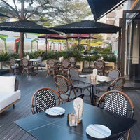 Outdoor French Bistro Table and Chairs Set, Balcony Rattan Woven Furniture, Cafe Milk Tea Shop Homestay Retro Dining Chairs