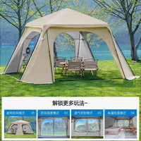Dome Canopy Tent with Black Glue Coating for Outdoor Camping, Sun Protection, Rainproof, and Quick Setup