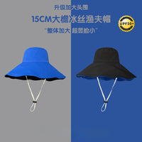 Reversible Ice Silk Wide Brim Bucket Hat for Women - UV Protection Sun Hat