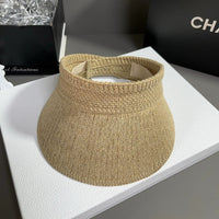 Summer Linen Solid Color Foldable Sun Visor Hat for Women