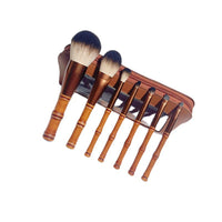Bamboo Handle 7-Piece Makeup Brush Set with Optional Bag for Powder, Blush, Eyeshadow, Highlight