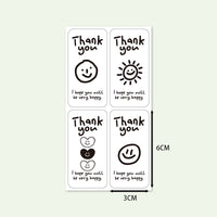 100-Pack Cute Expression Rectangular Thank You Stickers for Gift Boxes & Food Packaging