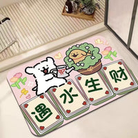 Cartoon Cute Line Dog Diatomaceous Earth Bath Mat Super Absorbent Quick Dry Non-Slip Floor Mat for Bathroom Shower Room