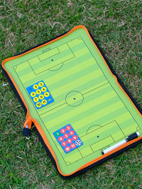 Portable Zippered Football Coaching Tactic Board with Magnetic Pieces and Pen for Training & Match Demonstrations