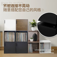 Japanese Style LP Record Storage Cabinet Stackable Display Shelf Black Vinyl Organizer
