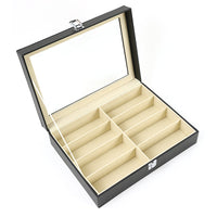 8-Slot PU Leather Eyeglasses and Sunglasses Storage Organizer Case
