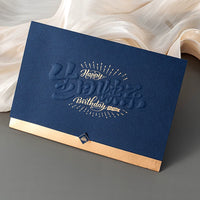 Employee Birthday Greeting Card, Foldable Celebration Card with Embossed Gold Stamping, 3D Text Blessing Card