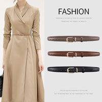 Women's Genuine Leather Belt with Alloy Pin Buckle for Jeans and Suits