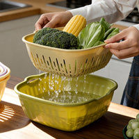 Multifunctional Plastic Fruit Basket and Drainer Set for Kitchen and Dining