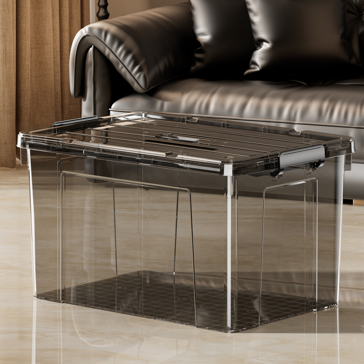 Transparent Storage Bins with Handles for Clothes, Books, Snacks and Home Organization