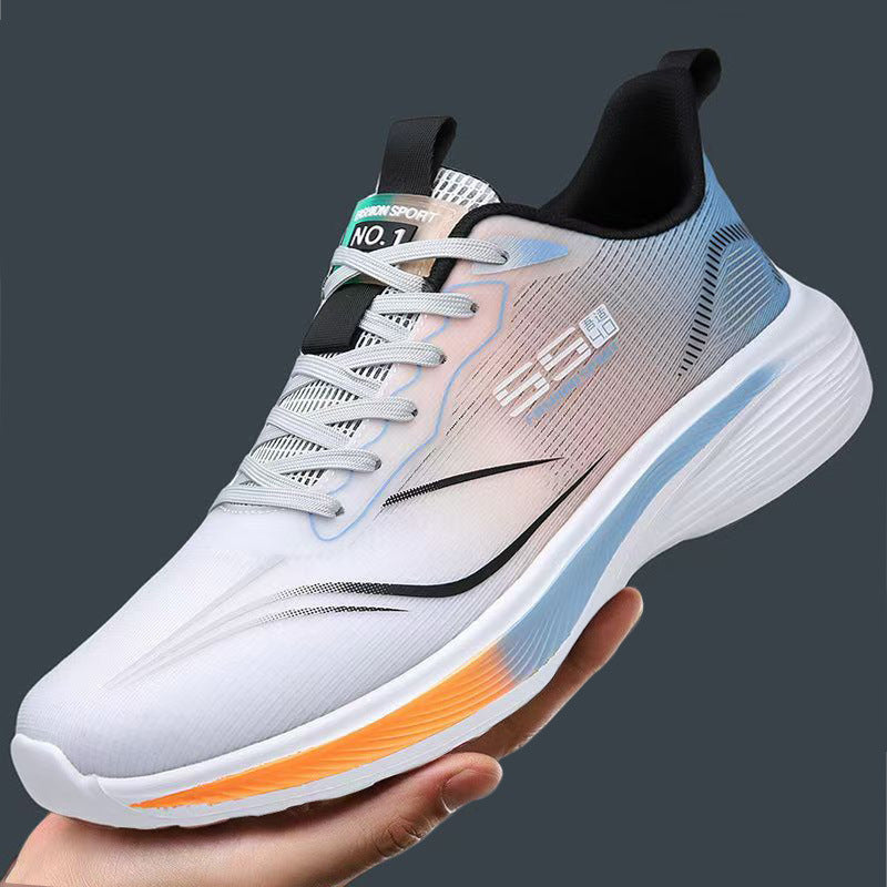 Men's Summer Ice Silk Mesh Breathable Running Shoes Lightweight Shock-Absorbing EVA Lace-Up Sneakers