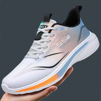 Men's Summer Ice Silk Mesh Breathable Running Shoes Lightweight Shock-Absorbing EVA Lace-Up Sneakers