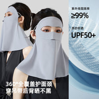 Summer UV Protection Full Face Mask with Neck Cover for Women, Breathable Ice Silk Sunscreen Balaclava