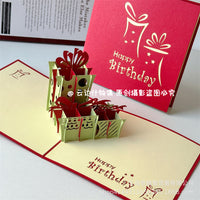 3D Pop-Up Birthday Greeting Card with Hollow Paper Carving Design