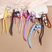 Fashionable Braided Rope Keychain with Sweet Flower Bowknot Starfish Charms for Women's Bags