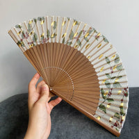 Original Gold-Stamped Leaf Berry Chinese Style Hand Fan for Hanfu Cheongsam