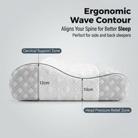 Dual-Tone Cooling Wave Memory Foam Pillow for Massage and Neck Support