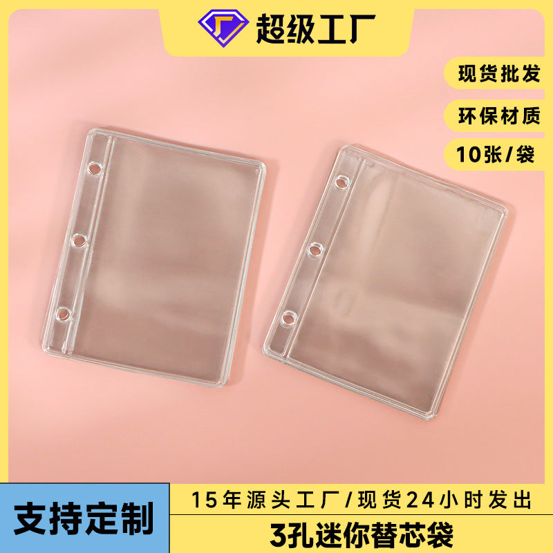 Mini 3-Hole Binder Refill Pages and PVC Storage Sleeves for Planners