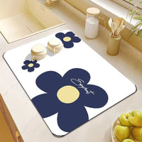 Diatomaceous Earth Absorbent Kitchen & Bathroom Mat, Non-Slip Quick Dry Countertop Drain Pad