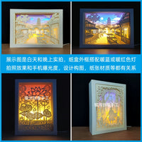 3D Paper Carving Shadow Box Frame with LED Light Strip for DIY Crafts