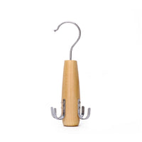 Solid Wood Multi-functional Tie Belt Scarf Hanger with Hooks for Bags Hats
