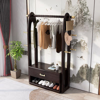 New Chinese Solid Wood Hall Tree with Shoe Cabinet and Rack