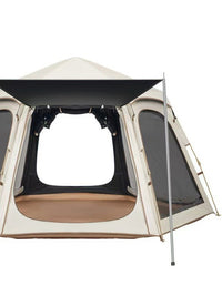 Automatic Pop-Up Hexagonal Camping Tent with Integrated Canopy for Outdoor Activities