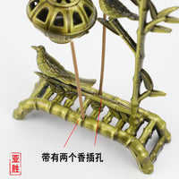 Chinese Style Bamboo Incense Burner with Hanging Censer for Home Decor
