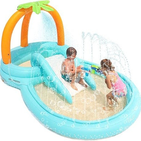 Inflatable Kids' Play Center Pool with Slide for Garden & Indoor Use