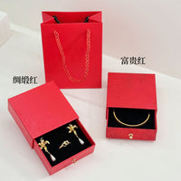Elegant Drawer Jewelry Gift Box for Necklaces and Ornaments, Festive Red Packaging