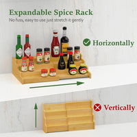Bamboo Expandable 3-Tier Kitchen Spice Rack Organizer
