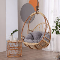 Nordic Simple Rattan Hanging Basket Chair Indoor Swing Woven Natural Rattan Bird's Nest Rocking Chair for Balcony