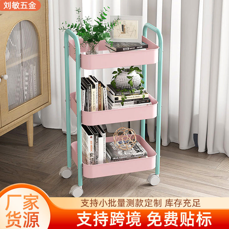 3-Tier Rolling Utility Cart with Wheels, Multi-layer Storage Organizer for Kitchen, Snacks, and Home