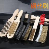 Wire Brush Set with Wooden Handle for Polishing, Rust Removal, and Industrial Cleaning