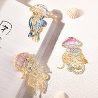 Jellyfish Series Hollow Metal Bookmark with Translucent Color Design