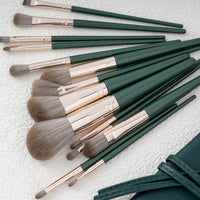 14-Piece Green Cloud Makeup Brush Set with Ultra-Soft Bristles for Beginners