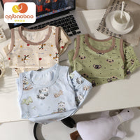 Kids' Cartoon Print Sleeveless Top & Shorts Set for Boys, Breathable Summer Homewear