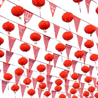 Waterproof Wedding Courtyard Decoration Set with Lanterns and Banners for Outdoor Celebrations