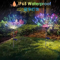 Solar LED Dandelion Firework Garden Stake Lights Outdoor Waterproof Copper Wire Fairy String Lights