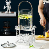 Selected Light Luxury Glass Cold Water Pitcher Set with Faucet, Large Capacity Fruit Tea Dispenser for Home Use