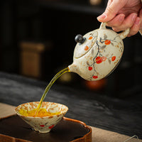 Dehua Ceramic Teapot with Blue and White Glaze, Vintage Handmade Kung Fu Tea Set for Home Use