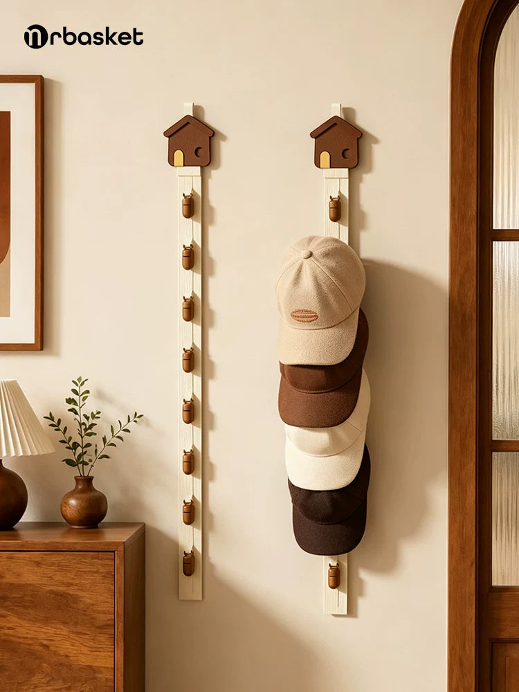 Over-the-Door Wall Mounted Baseball Cap Organizer Rack with Clips