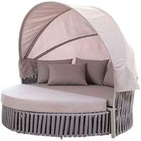 Nordic Outdoor Rattan Round Daybed Sofa for Resort Pool Balcony Sunroom