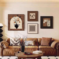 Vintage French Abstract Wall Art Set for Living Room and Dining Room, 4-Piece Sofa Background Decor